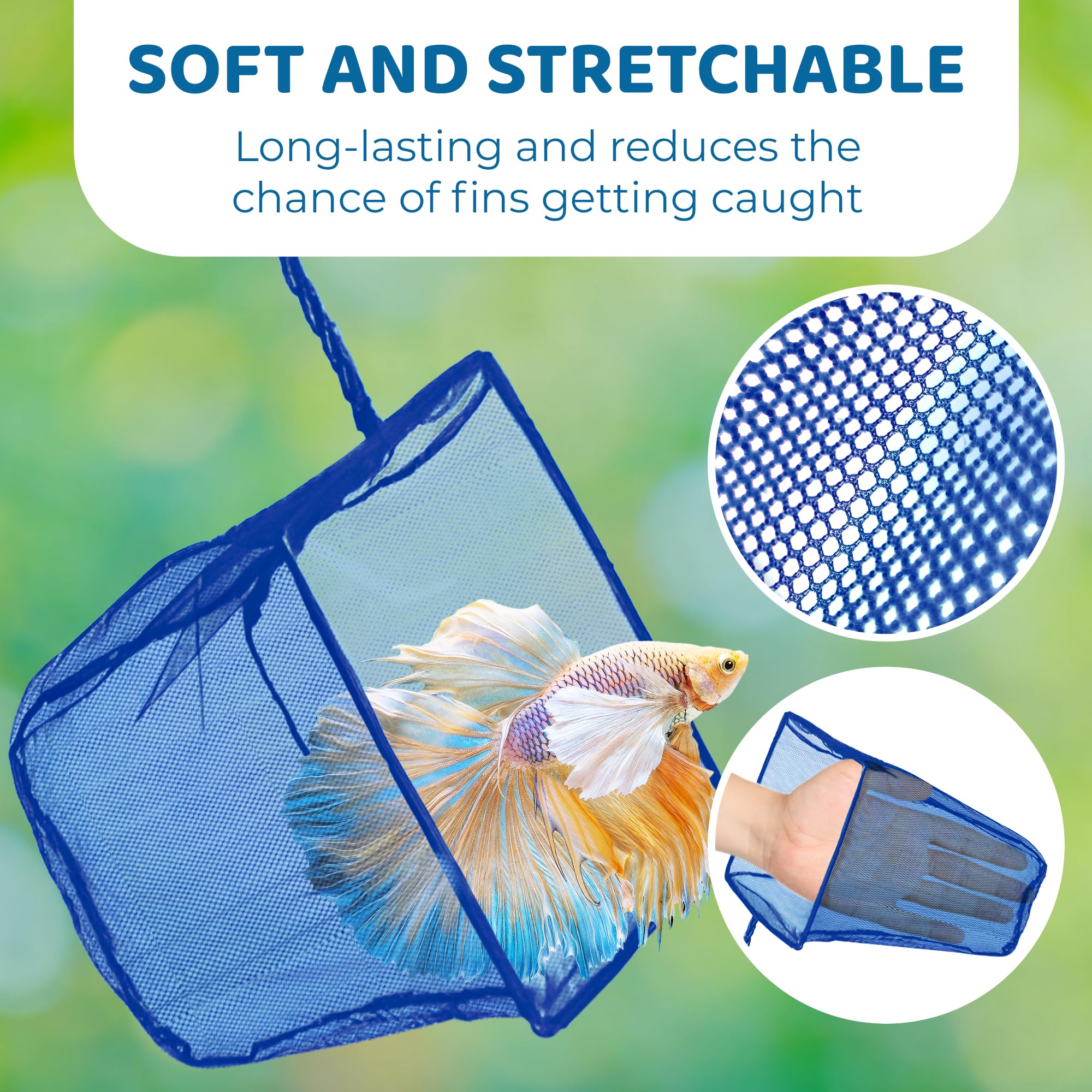 SunGrow Betta Net features a vinyl-coated handle for a sturdy, comfortable grip.