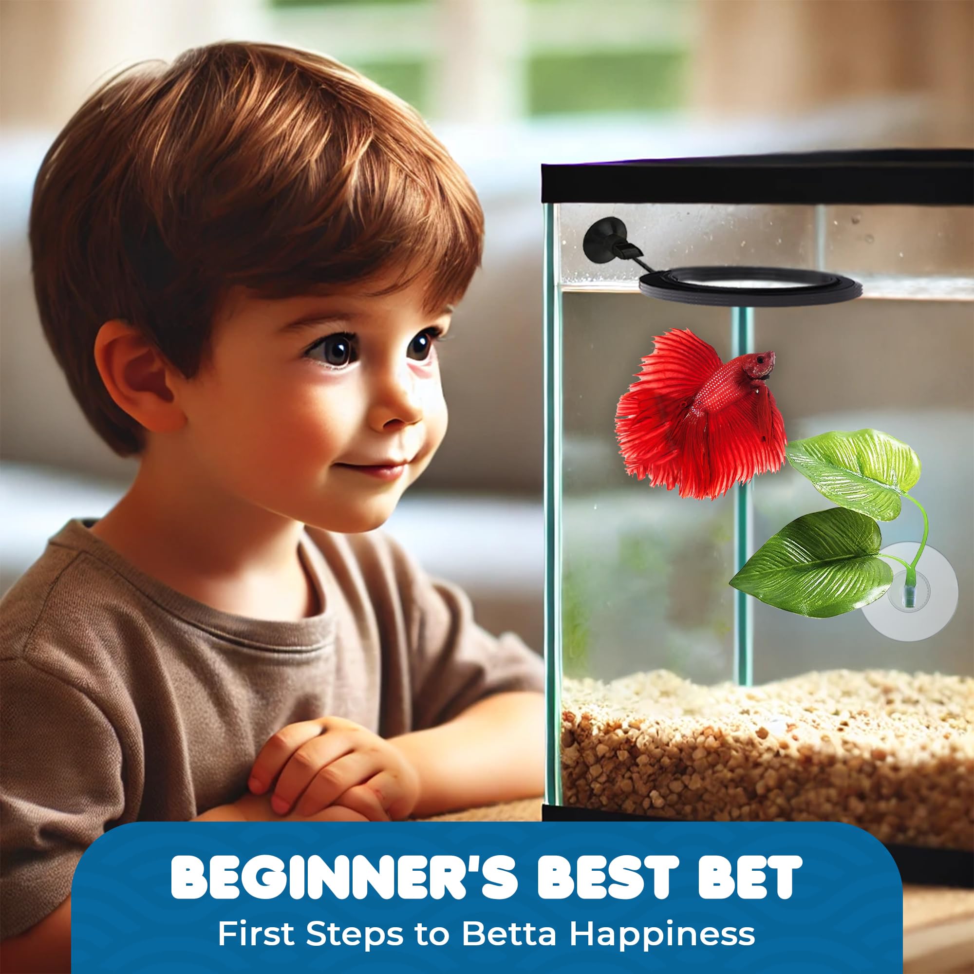 SunGrow Betta Ring suction cups secure placement on glass.