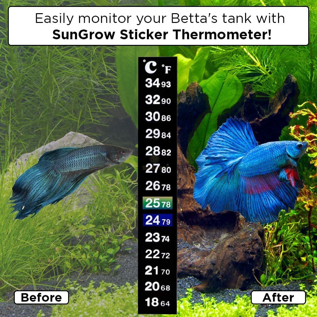 SunGrow Betta thermometer strip packaging for convenient, mess-free purchase.