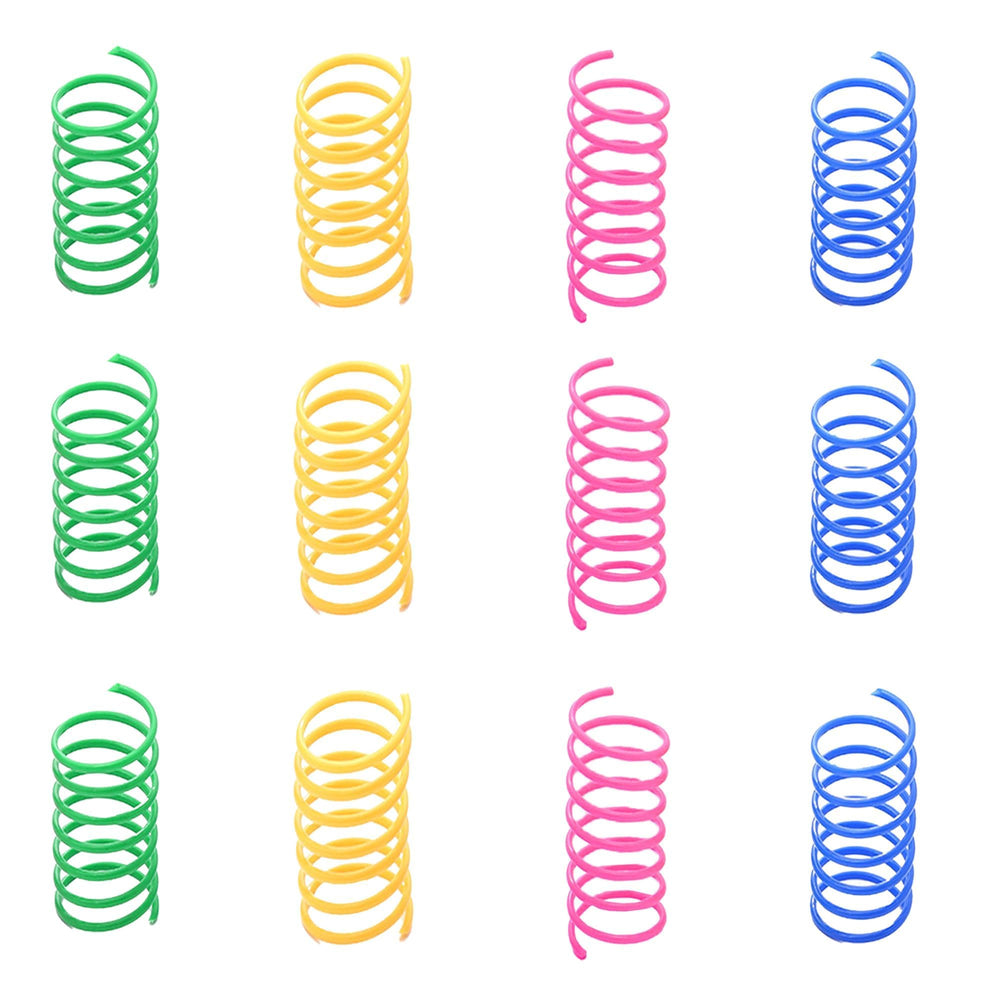SunGrow Cat Coil Springs colorful-woven-tube highlights vibrant colorways for stimulating chase games.