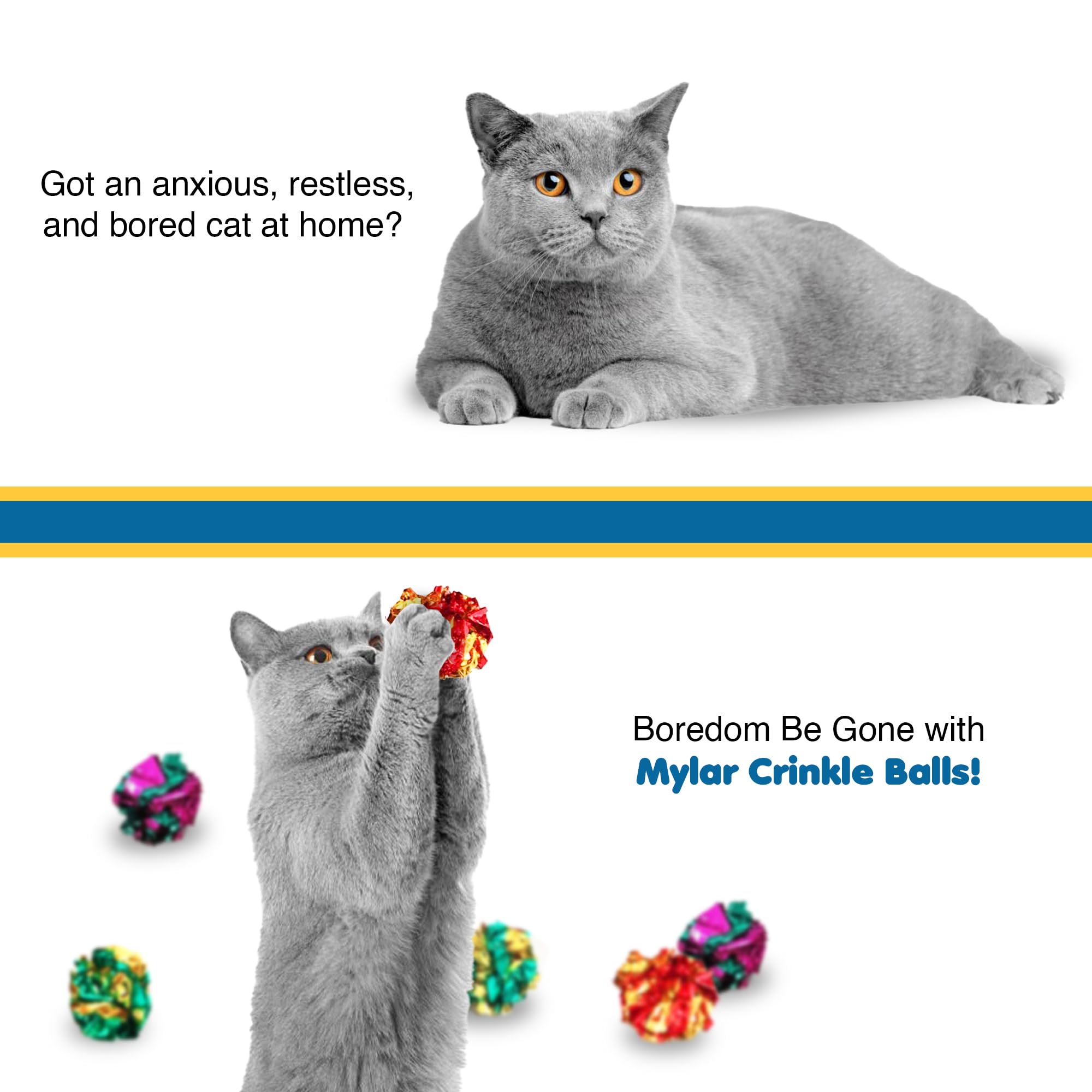 SunGrow Cat Crinkle Ball interactive toy keeps cats active during sessions