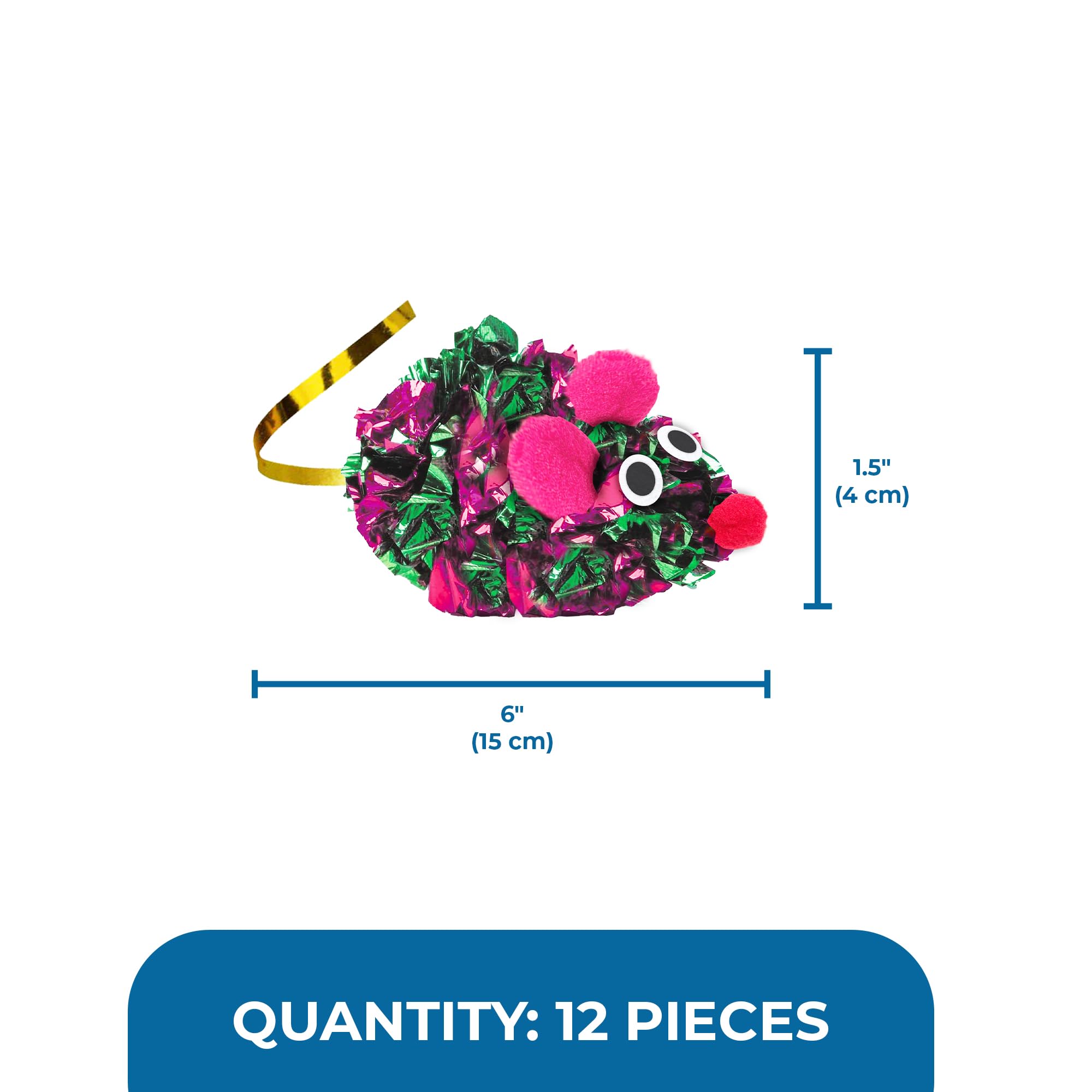 SunGrow Cat Crinkle Mice colorful set – vibrant colors spark curiosity during play sessions.