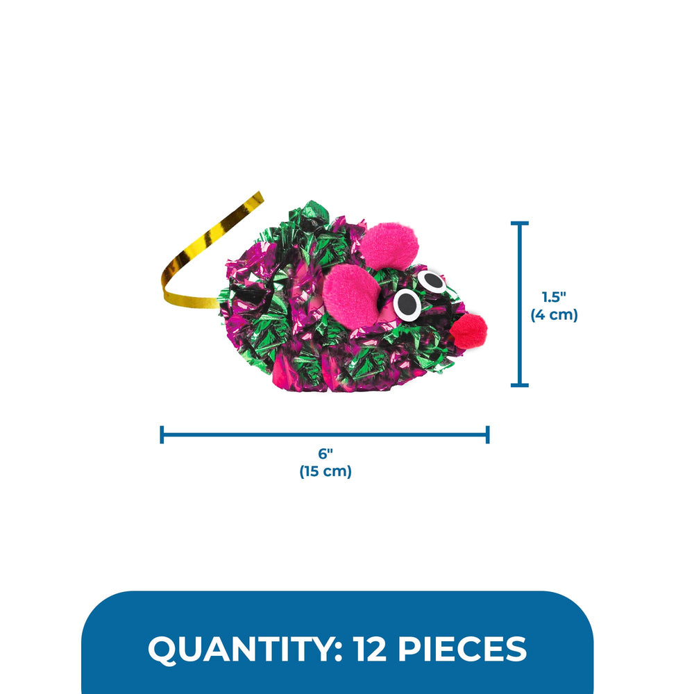 SunGrow Cat Crinkle Mice colorful set – vibrant colors spark curiosity during play sessions.