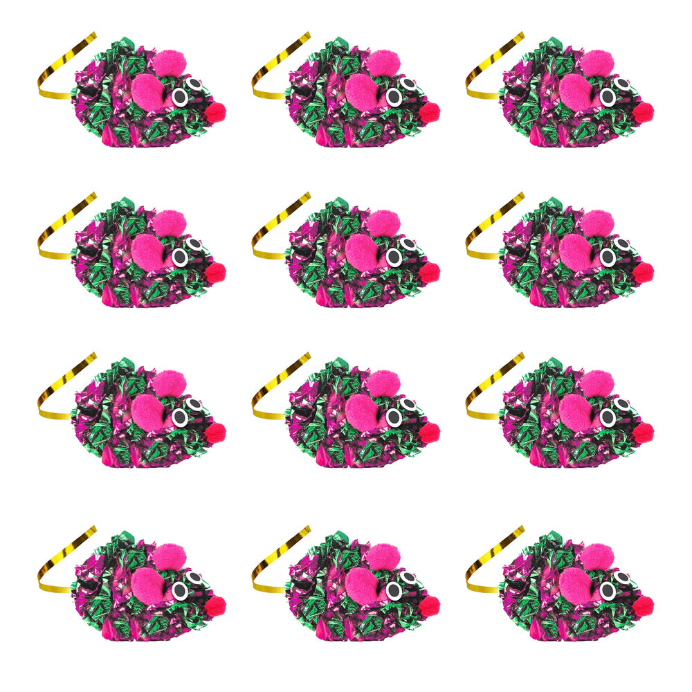 SunGrow Cat Crinkle Mice with gold tail detail – eye-catching feature encourages chasing.