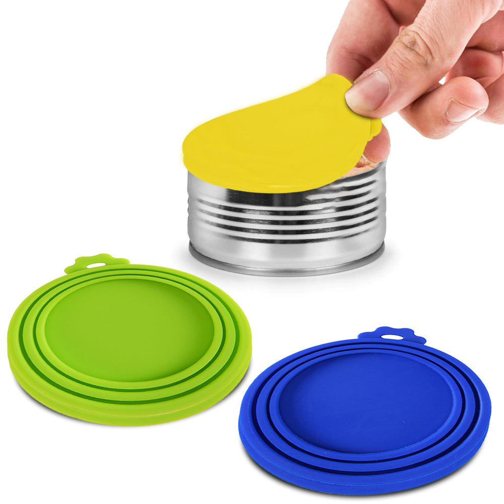 SunGrow cat food can lids blue on a can showing universal fit across sizes.