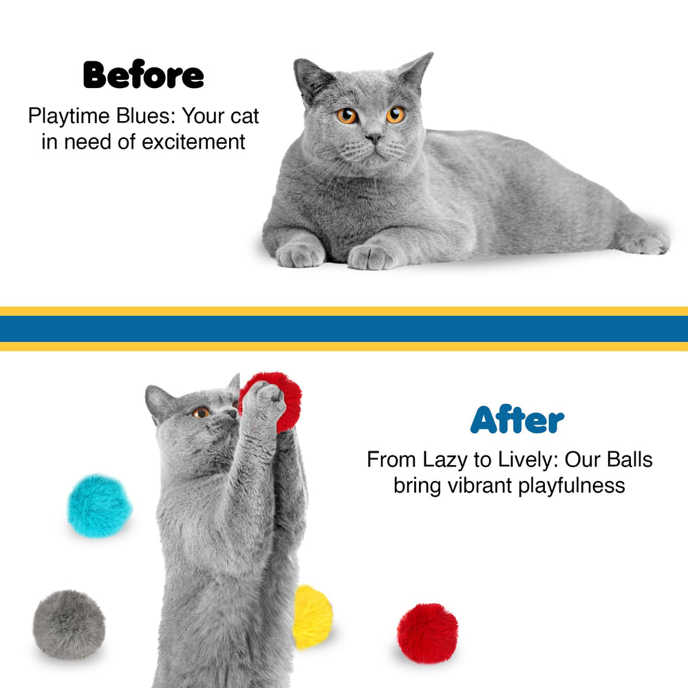 SunGrow Cat Pom Pom Ball in action encourages chasing and batting.