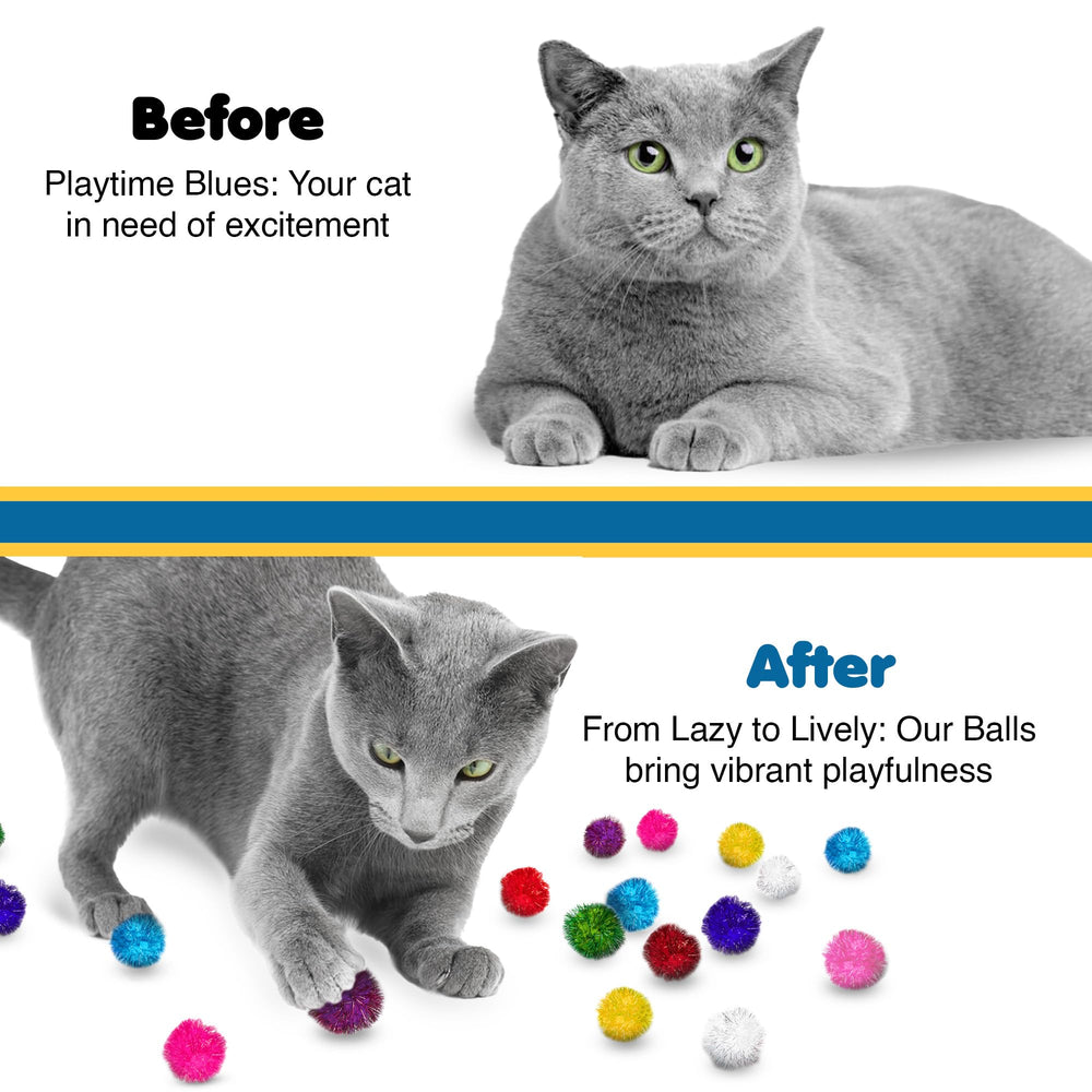 SunGrow Cat Pom Pom Ball indoor play enrichment promotes movement and curiosity