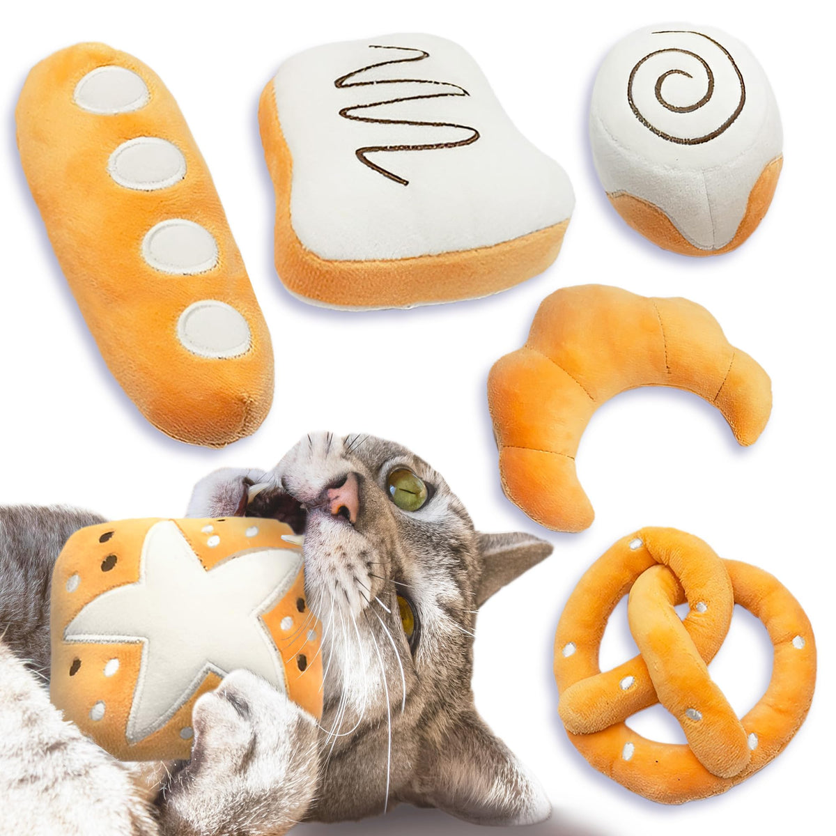 SunGrow Catnip Buns Star Bread toy offers playful enrichment and interactive entertainment.