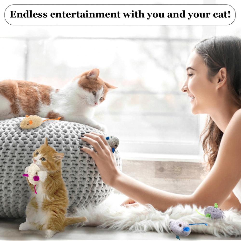 SunGrow Catnip Mice interactive play promotes agility and coordination.