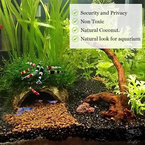 SunGrow Coconut Aquarium Shrimp Cave rustic charm enhances tank aesthetics