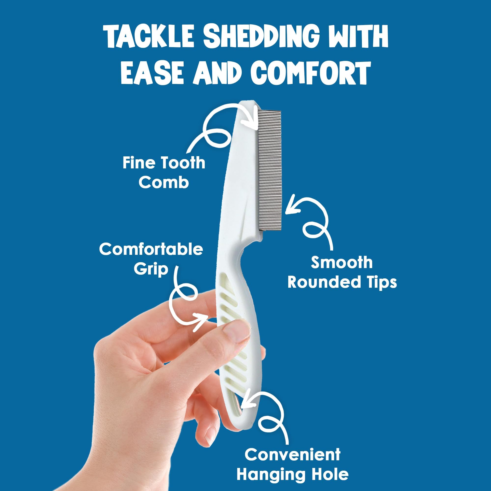 SunGrow detangling pet comb with stainless steel teeth for smooth detangling on fur.