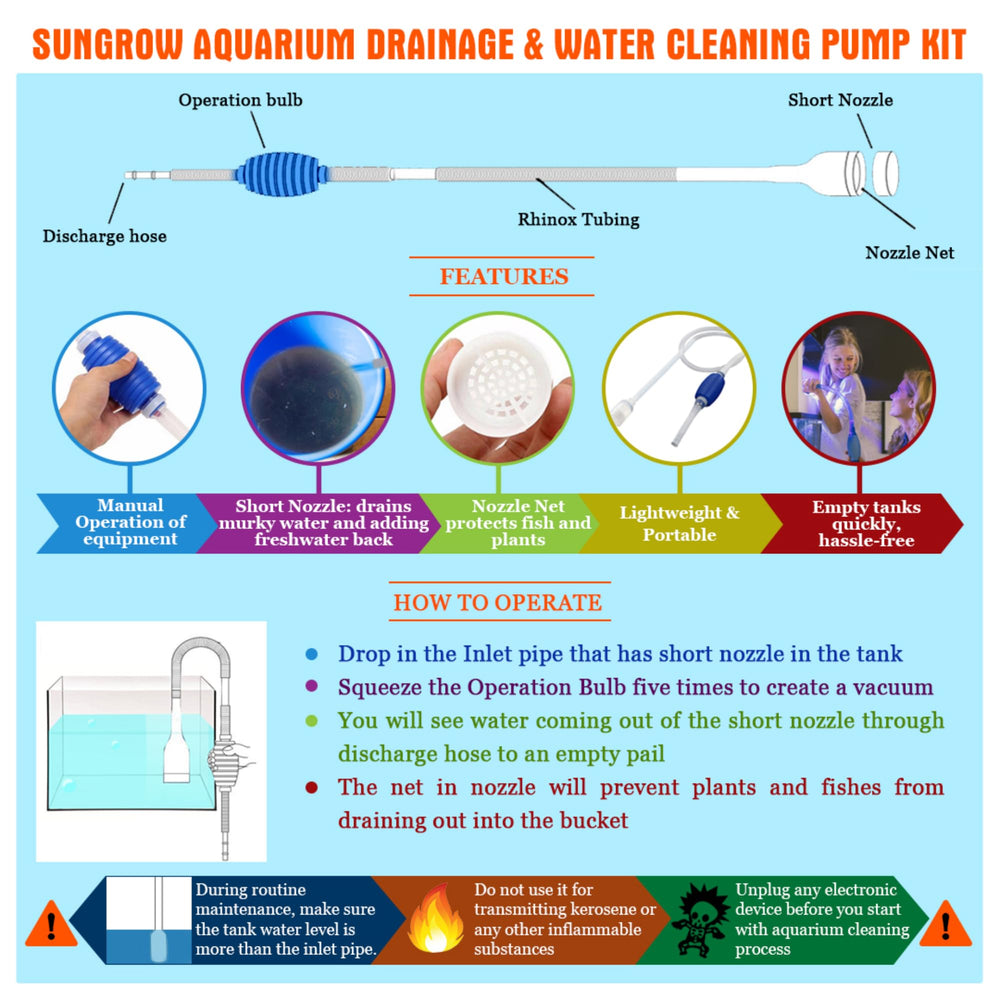 SunGrow aquarium cleaning kit compact design for quick setup and storage.