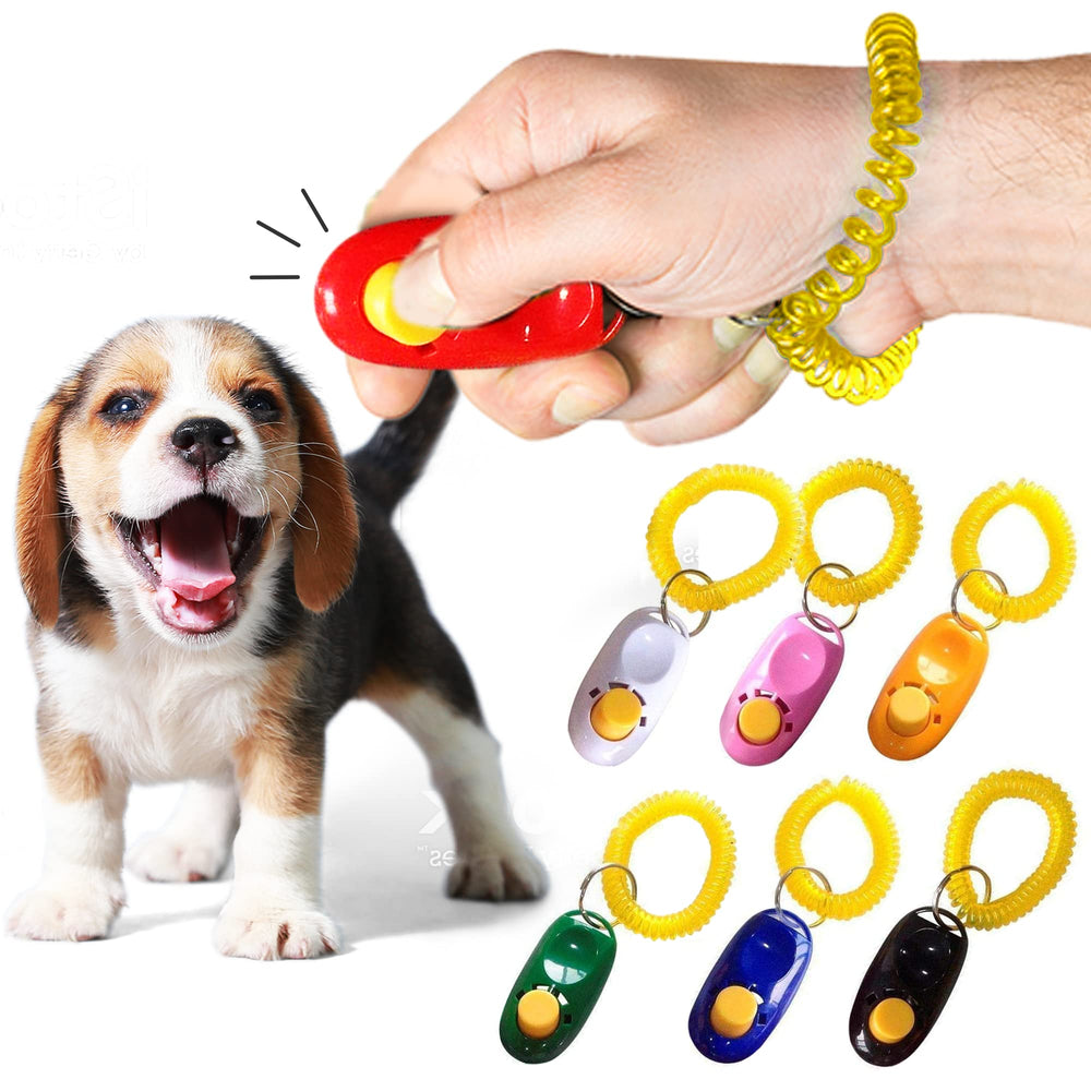 SunGrow training clicker in blue demonstrates bright colors for visible feedback during puppy training.