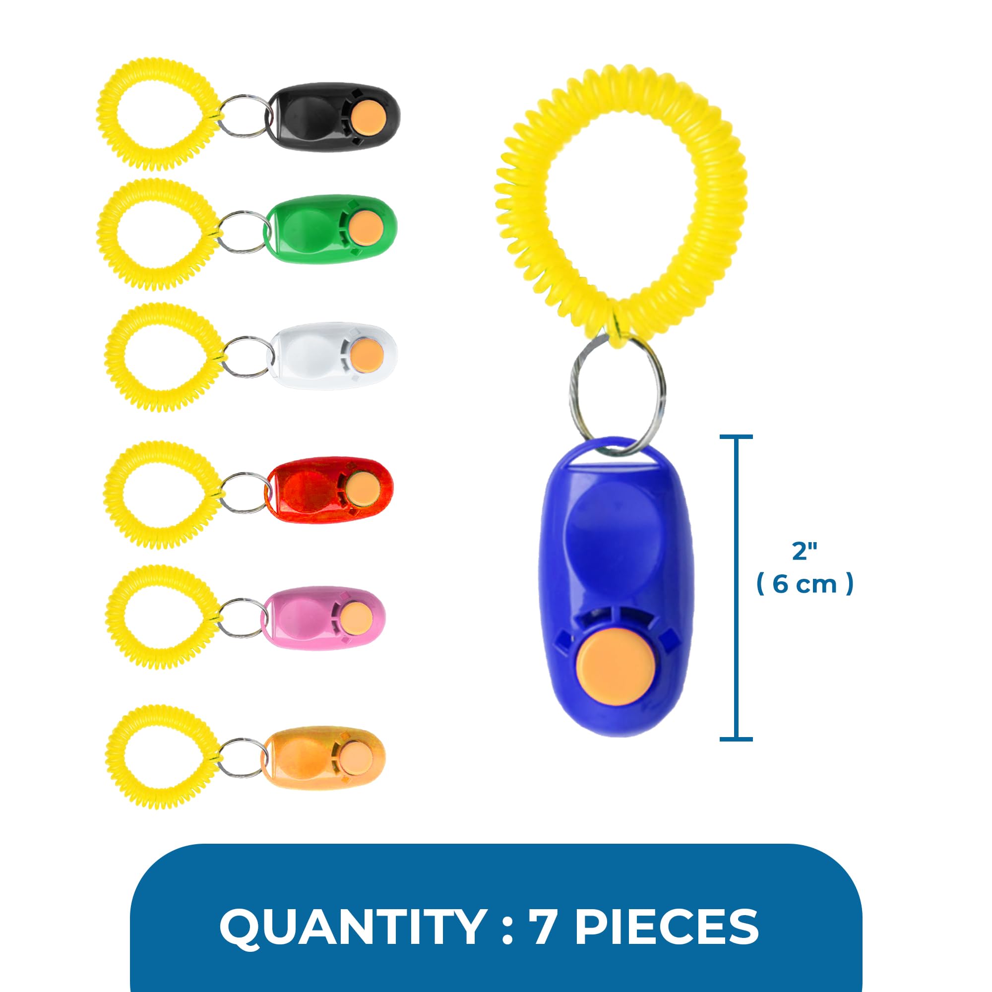 SunGrow colorful clickers used for training tricks like fetch and settle.