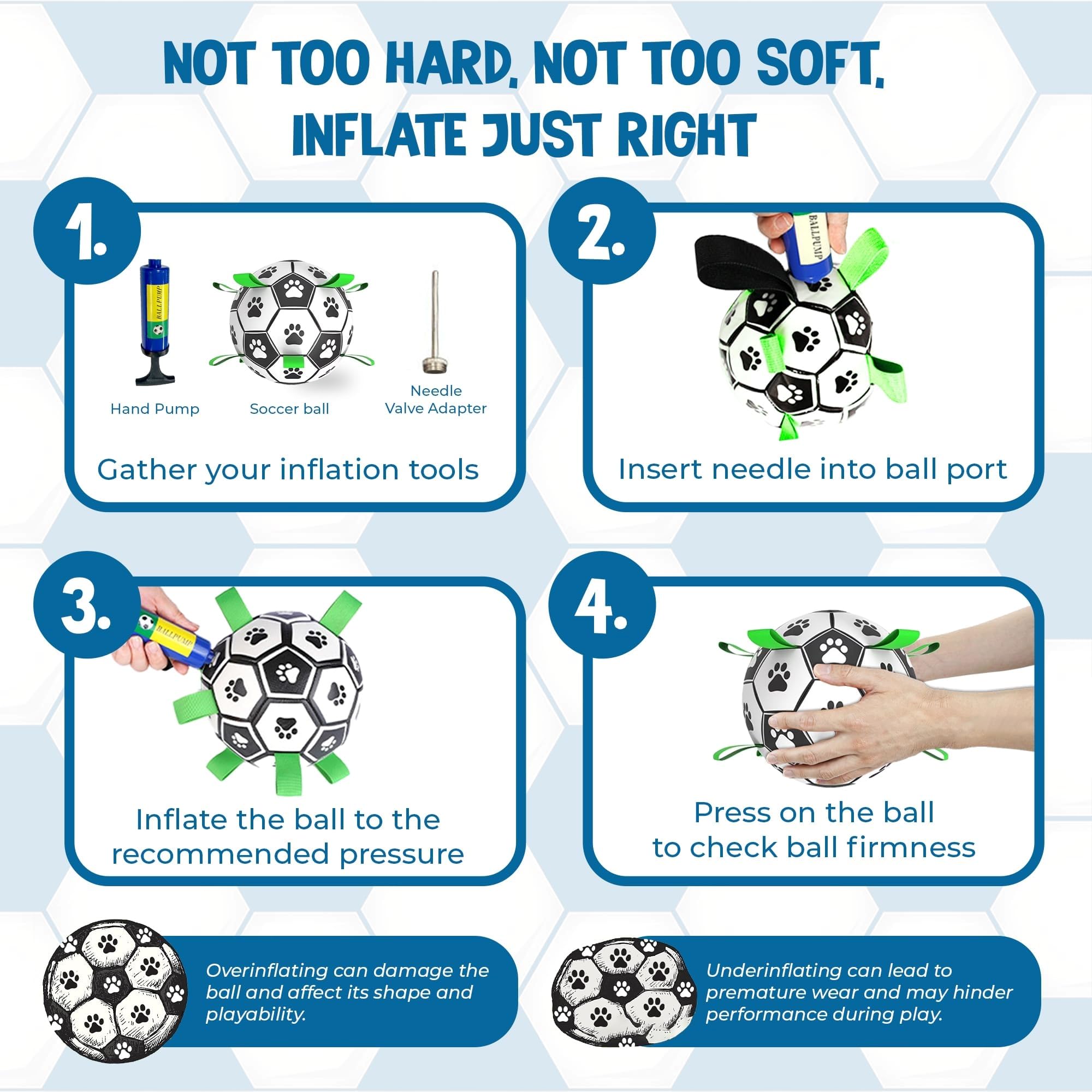 SunGrow dog soccer ball pump-needle included enables quick inflation