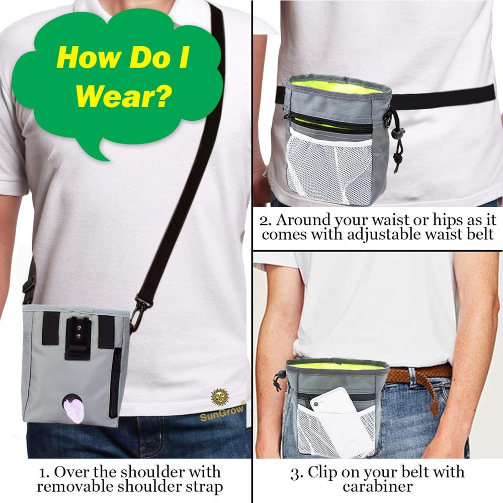 SunGrow Dog Travel Pouch front mesh pocket holds phone and keys.