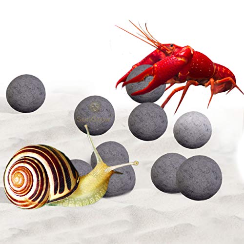 SunGrow energy balls pack-10-pieces shown for invertebrate nutrition and tank decoration.