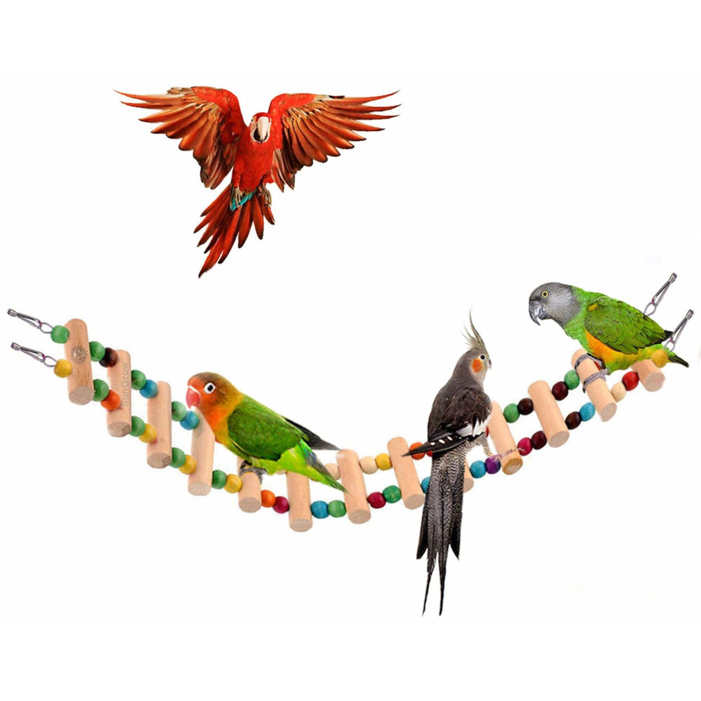 SunGrow hanging bird ladder setup showing easy cage integration for enrichment