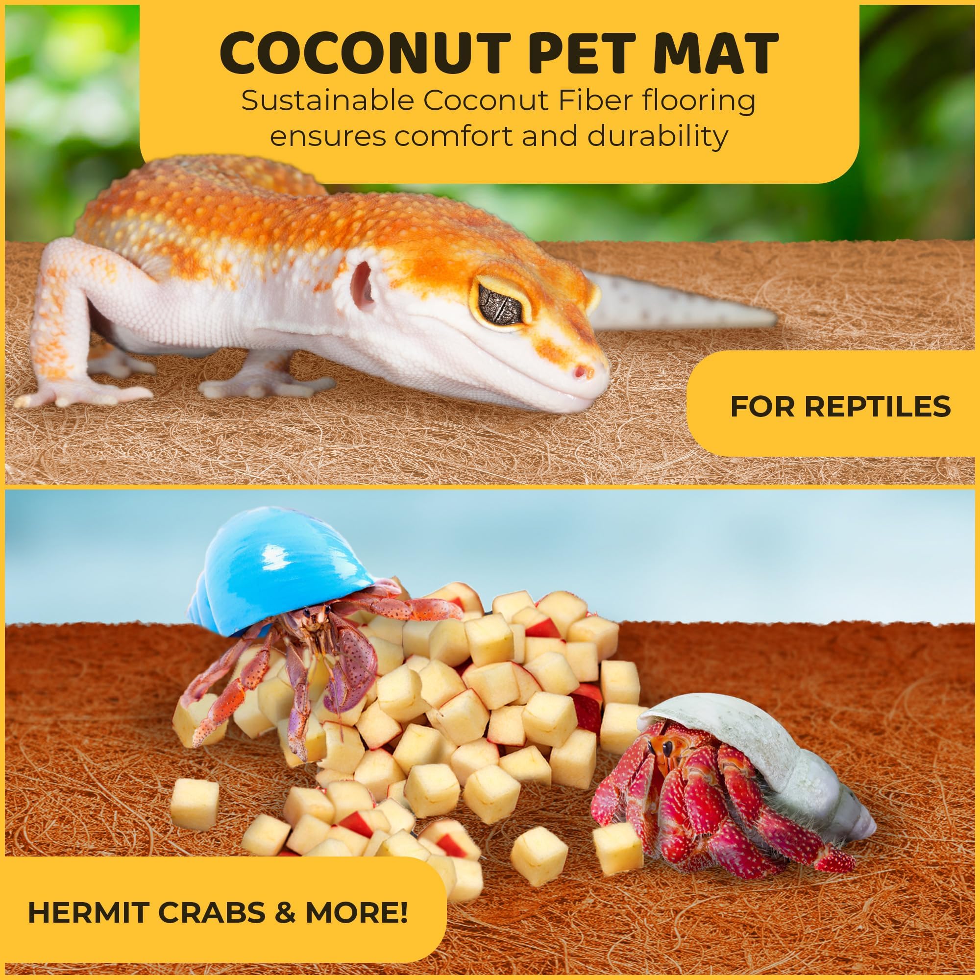SunGrow hermit crab-friendly mat provides textured surface for exploration and habitat enrichment.