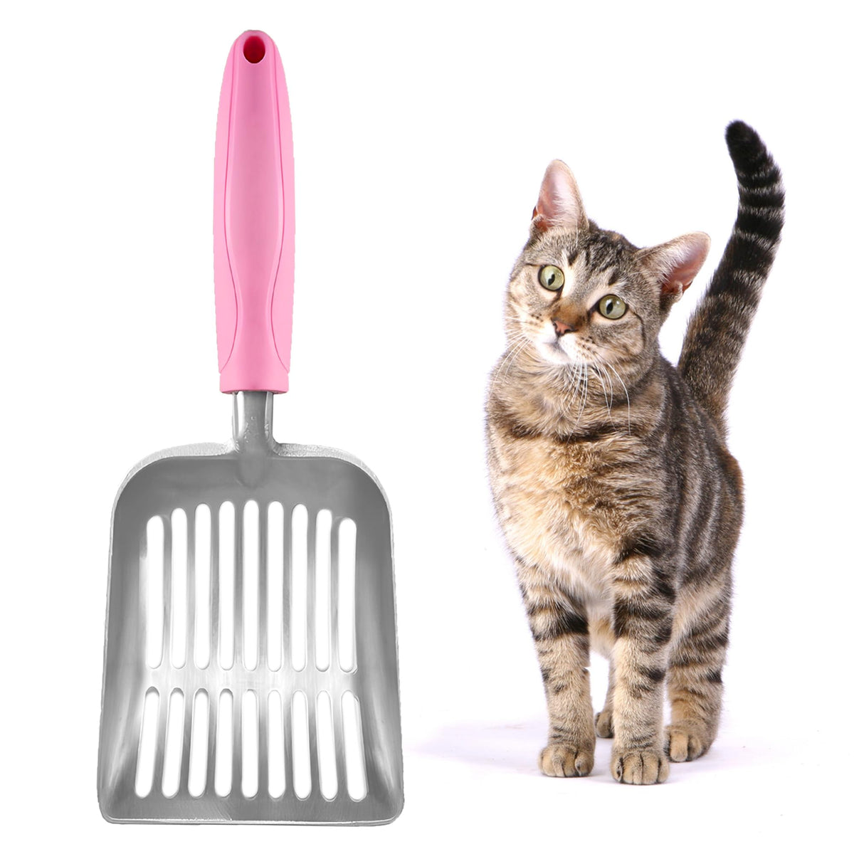 SunGrow large cat litter scoop with ergonomic handle eases long scooping sessions