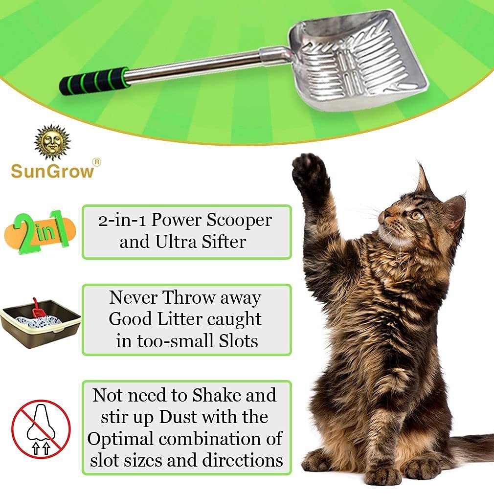 SunGrow metal sifter features a 9-inch handle for extended reach and stability.