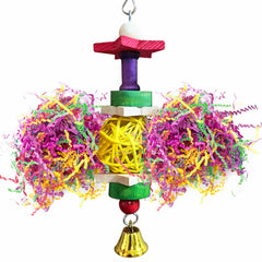 SunGrow parakeet toy hanging rattan-wood-shredded paper offers engaging chew for small parrots