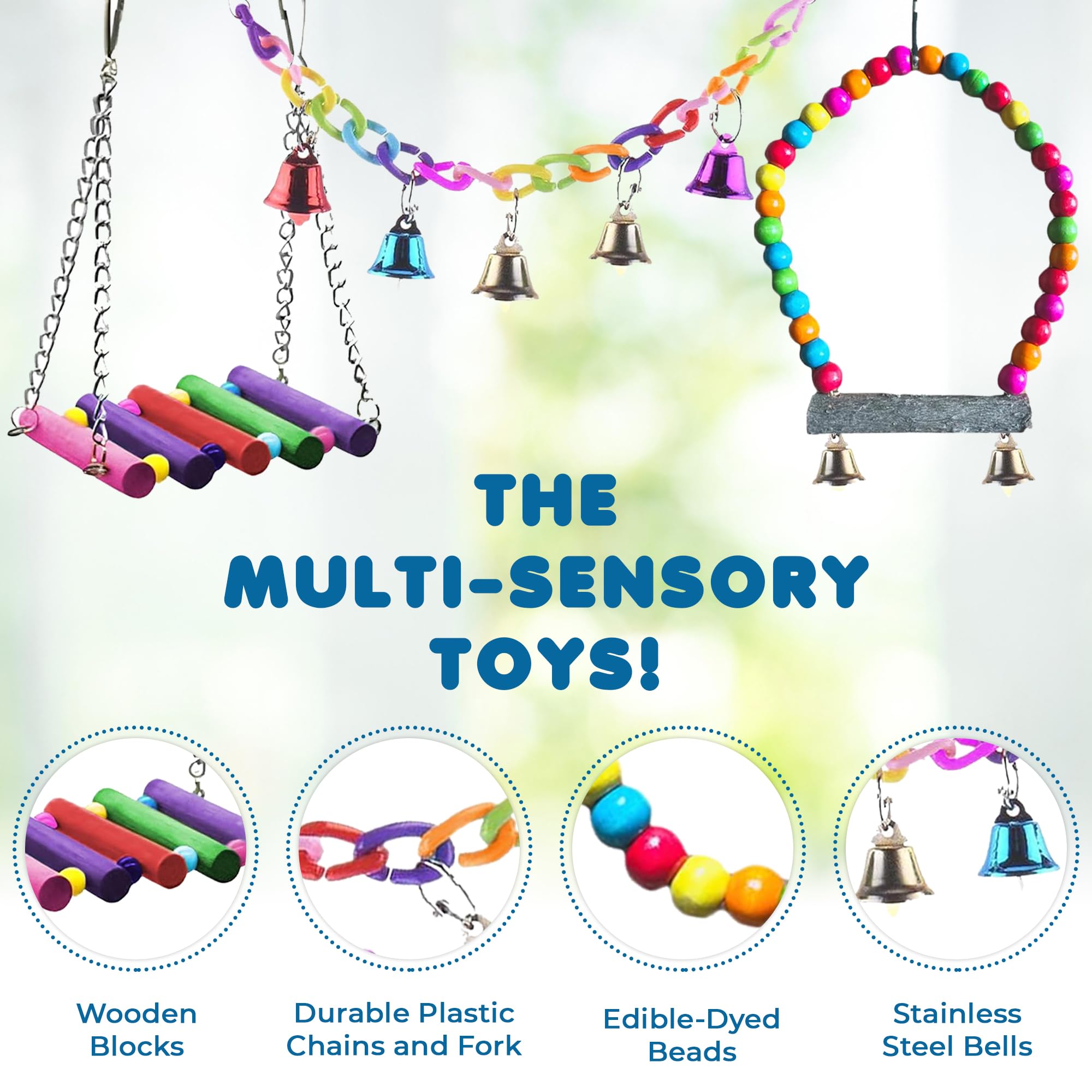 SunGrow parrot swing bundle grass chew provides safe nibbling enrichment.