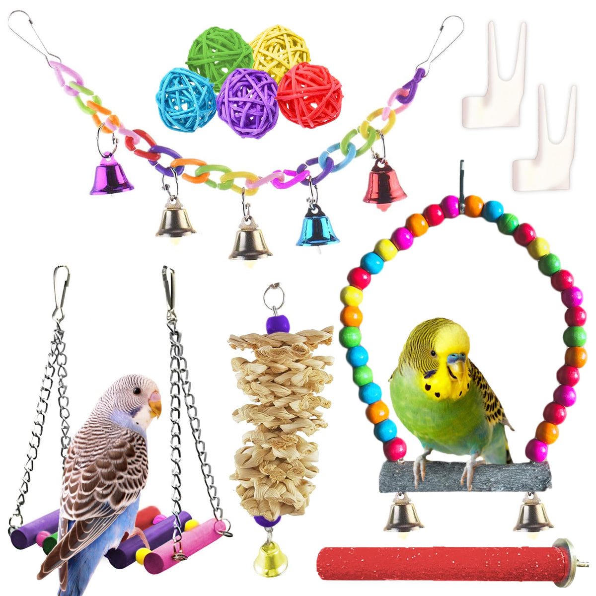 SunGrow parrot swing bundle perch with bells enhances bird activity and focus.