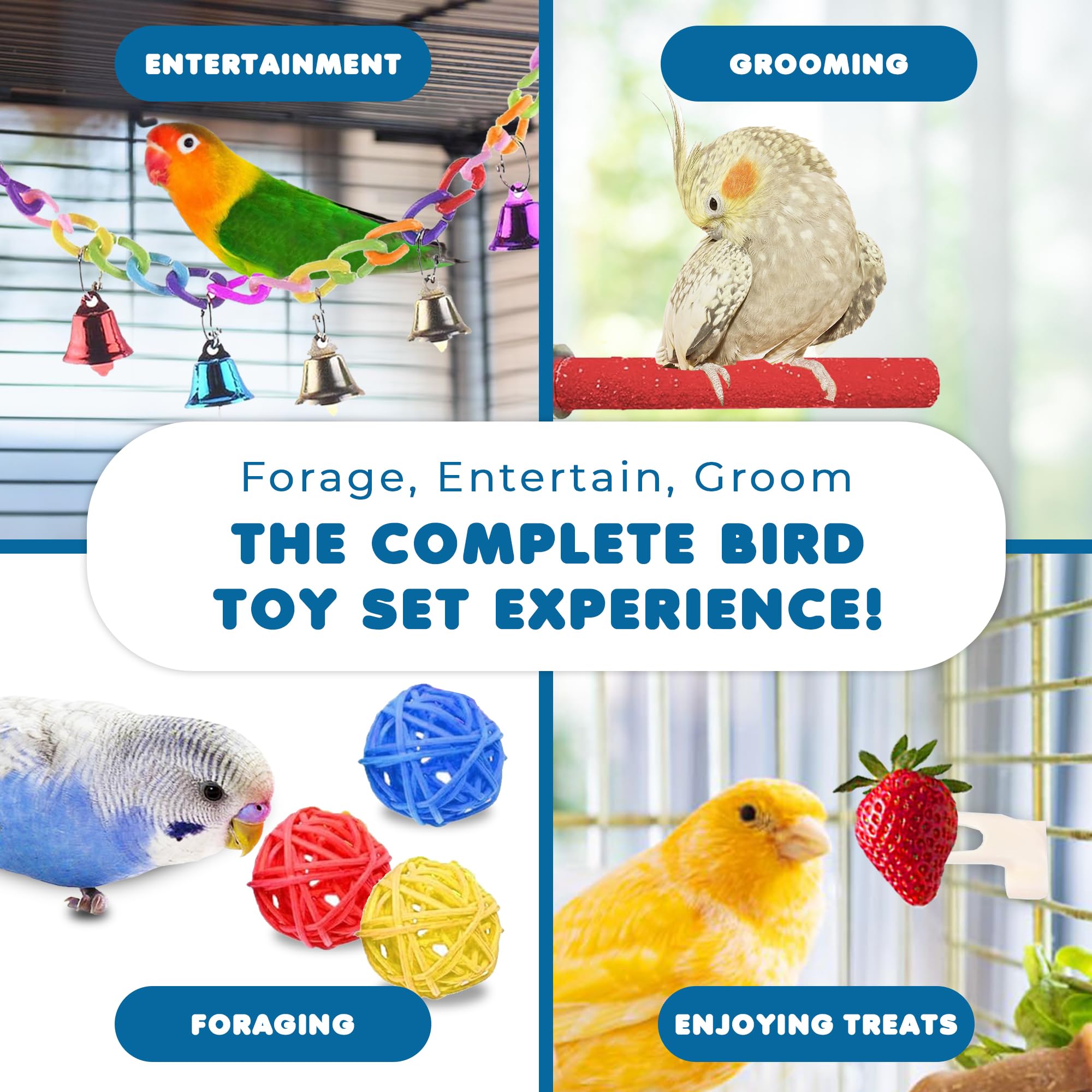 SunGrow parrot swing bundle swinging toys encourage pushing and pulling play.