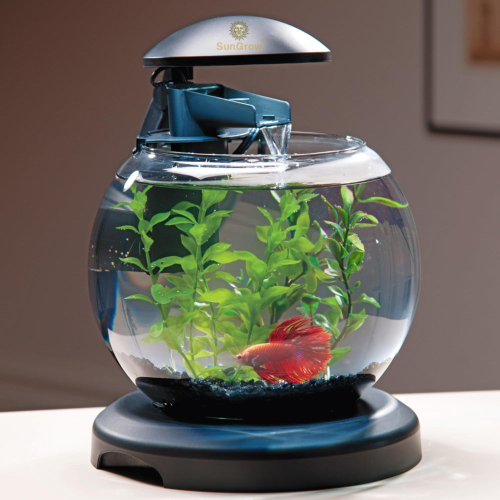 SunGrow plastic plant set top view highlighting sectional design for easy tank fitting.