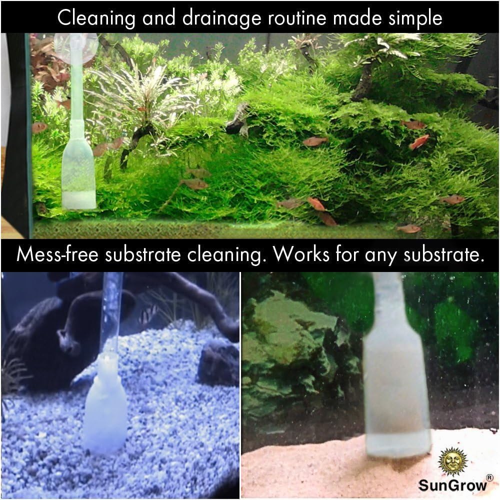 SunGrow discharge hose and nozzle net preventing debris from entering the tube.