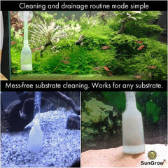 SunGrow discharge hose and nozzle net preventing debris from entering the tube.