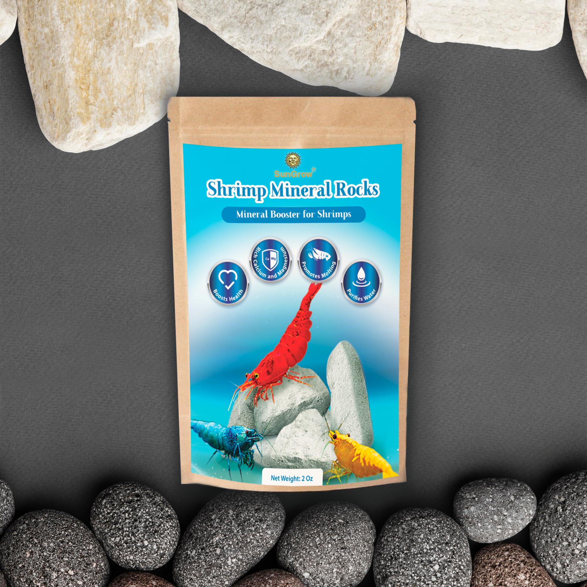 SunGrow Rocks packaging and ready-to-use compact design for nano tanks