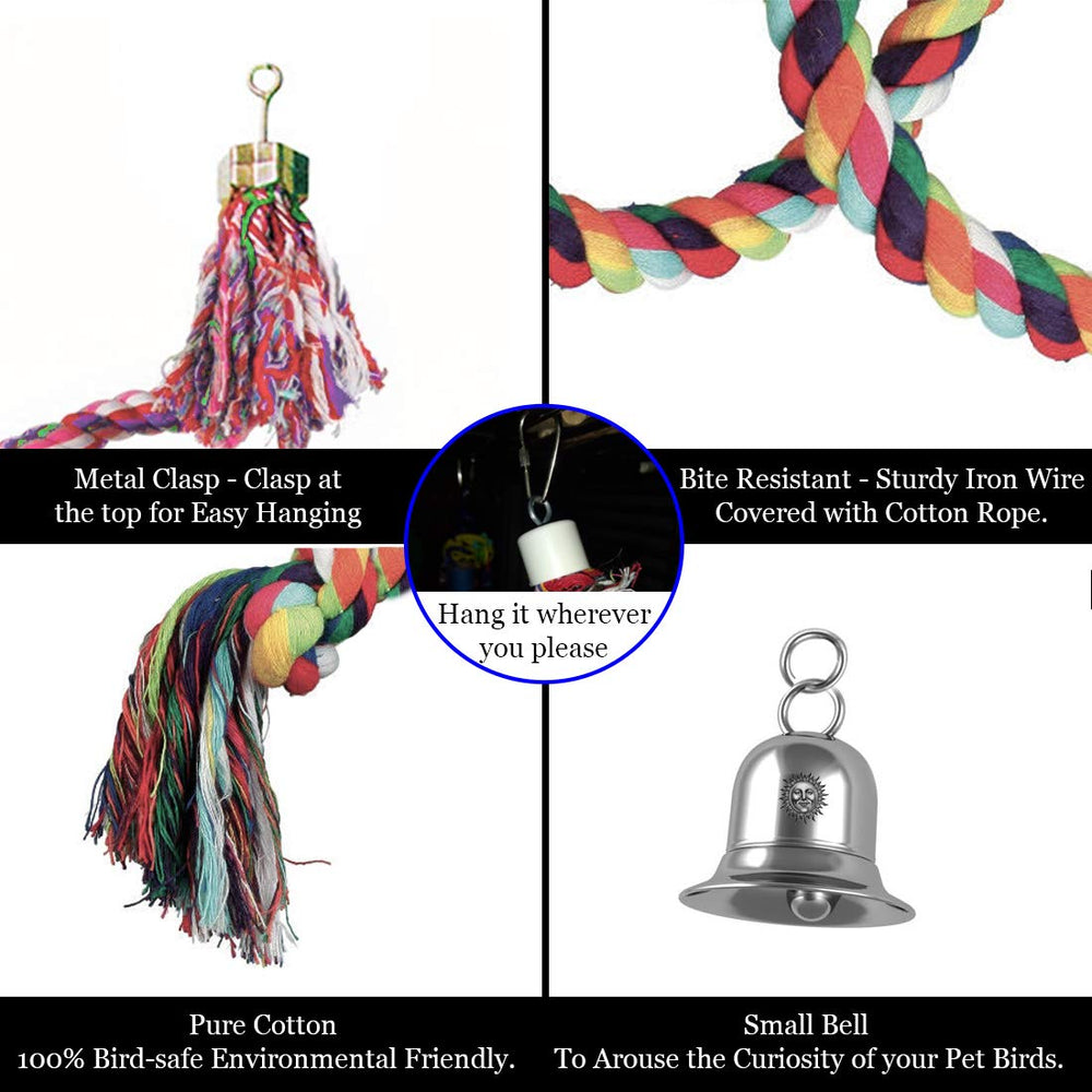 SunGrow Rope Perch handmade with wood and cotton rope for durability