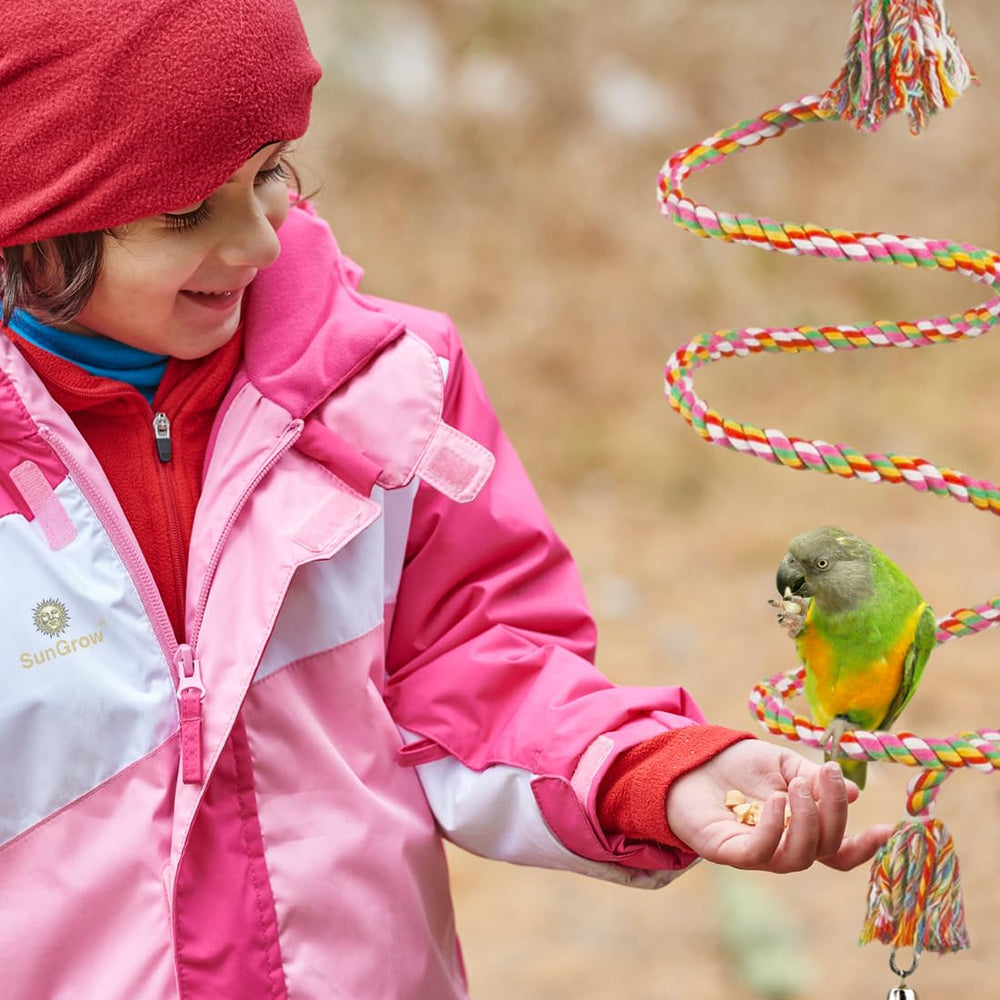 SunGrow Rope Perch uses a soft cotton blend gentle on a bird's talons