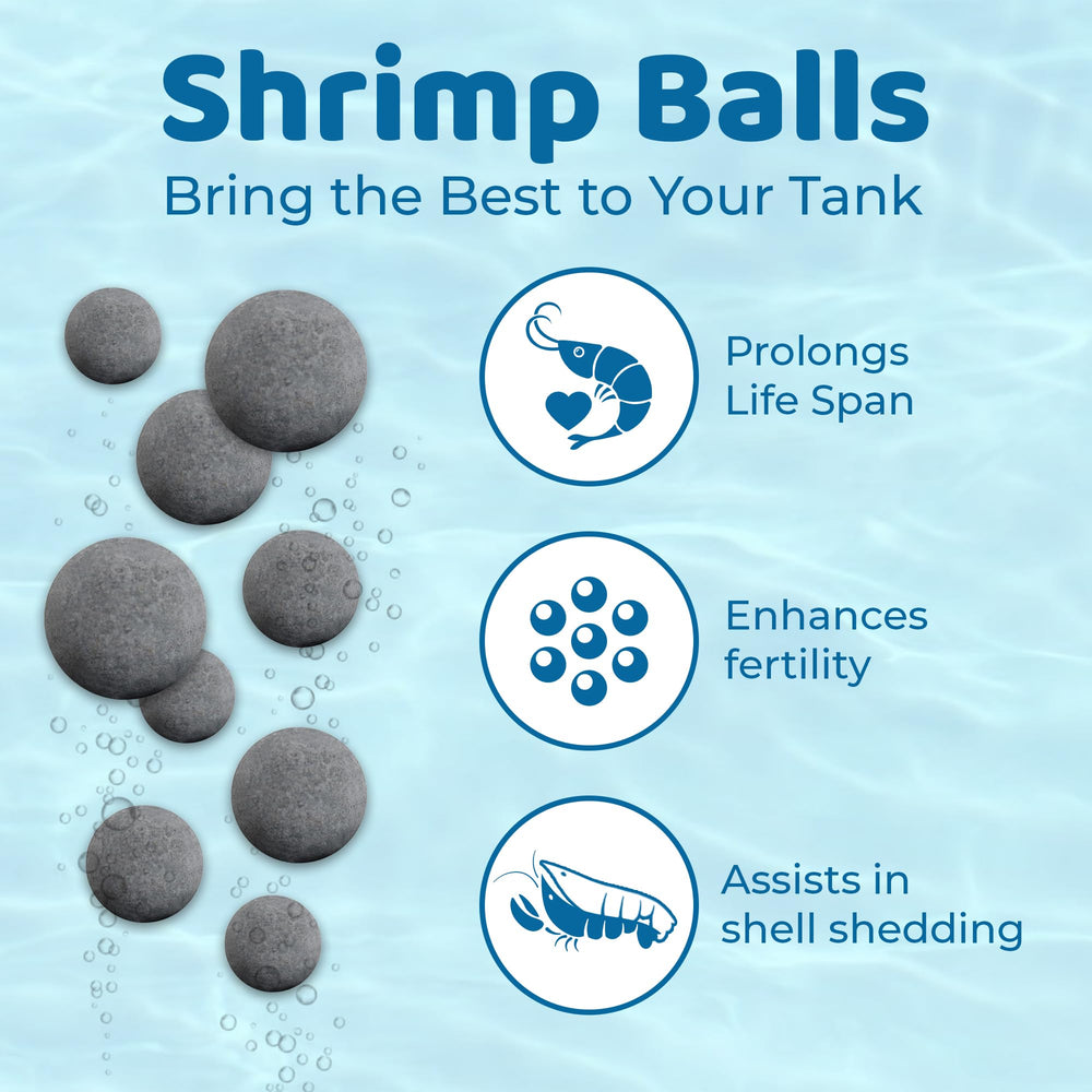 SunGrow Shrimp Balls close-up granules, mineral-rich texture for tank health.