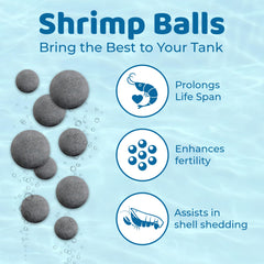 SunGrow Shrimp Balls close-up granules, mineral-rich texture for tank health.