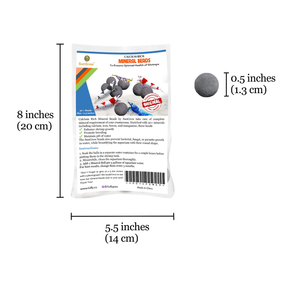 SunGrow Shrimp Balls size 0.4 inches, compact for flexible tank placement.