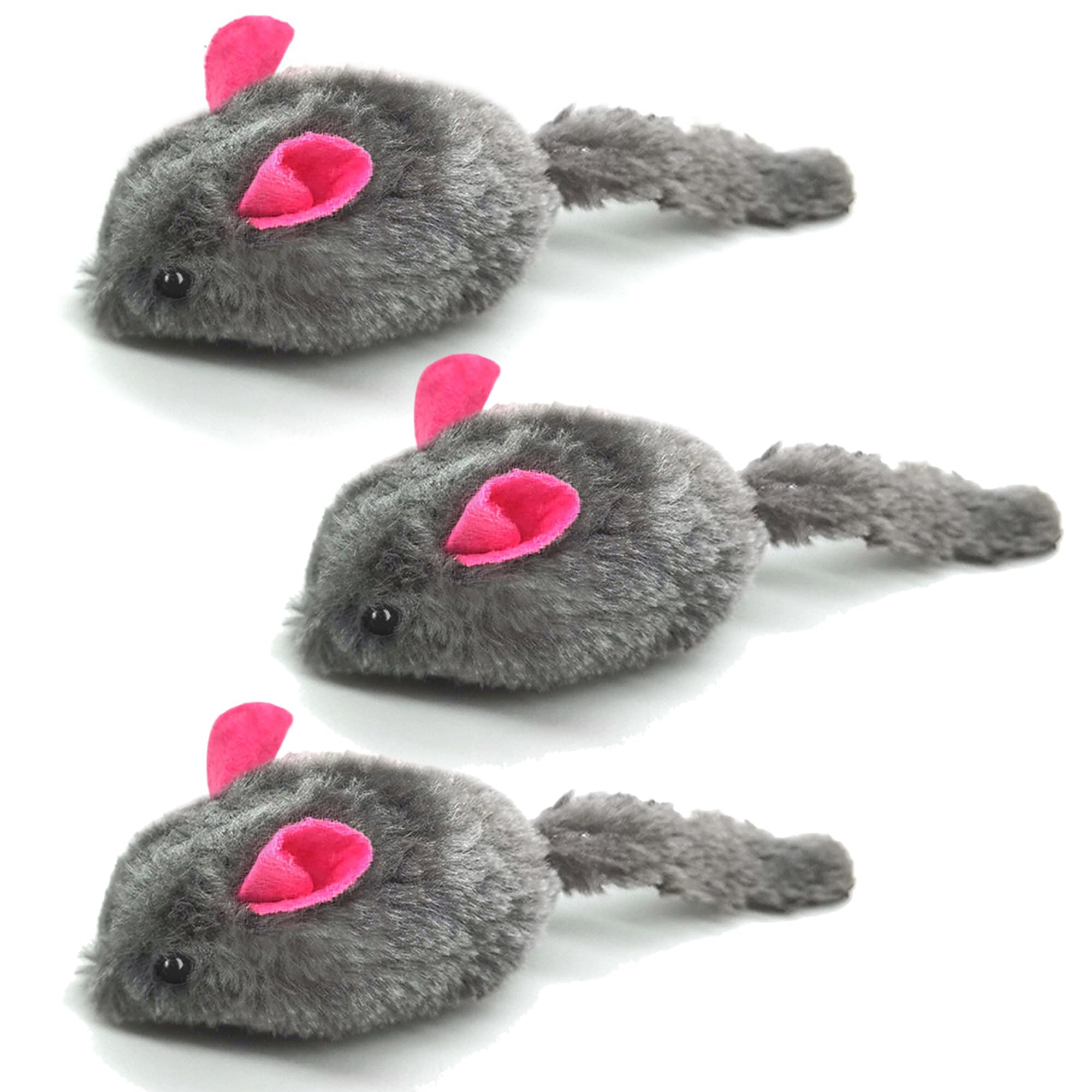 SunGrow Squeaky Plush Mice pack with soft fur for interactive cat play