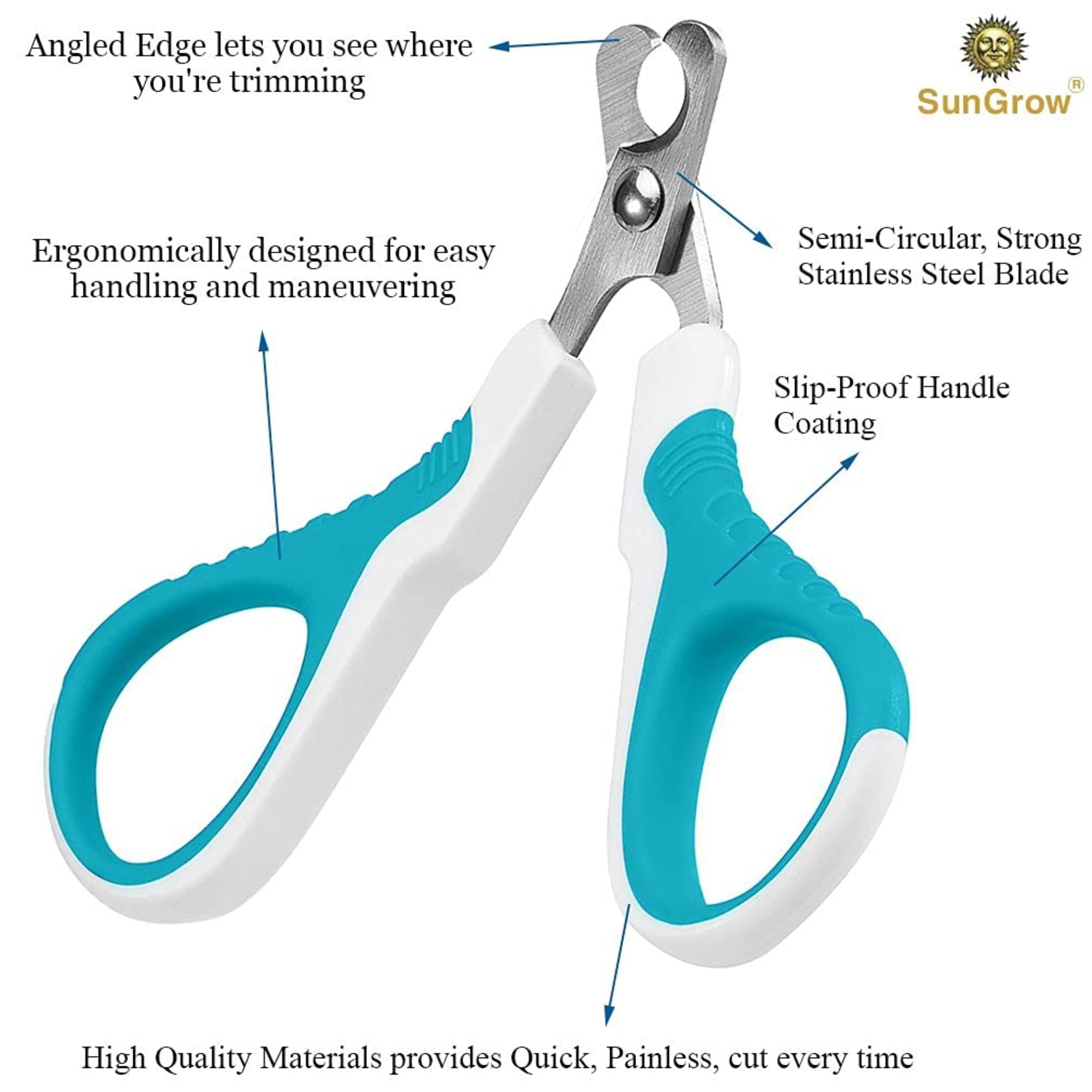 SunGrow stainless-steel blade cuts through nails quickly and cleanly