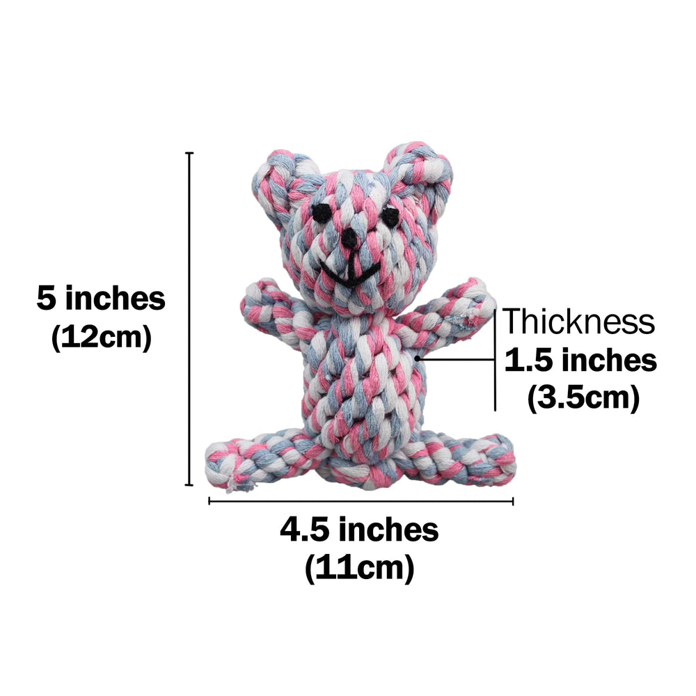 SunGrow Teddy Bear Puppy Teething Toy laid out for fetch and tug-of-war sessions.