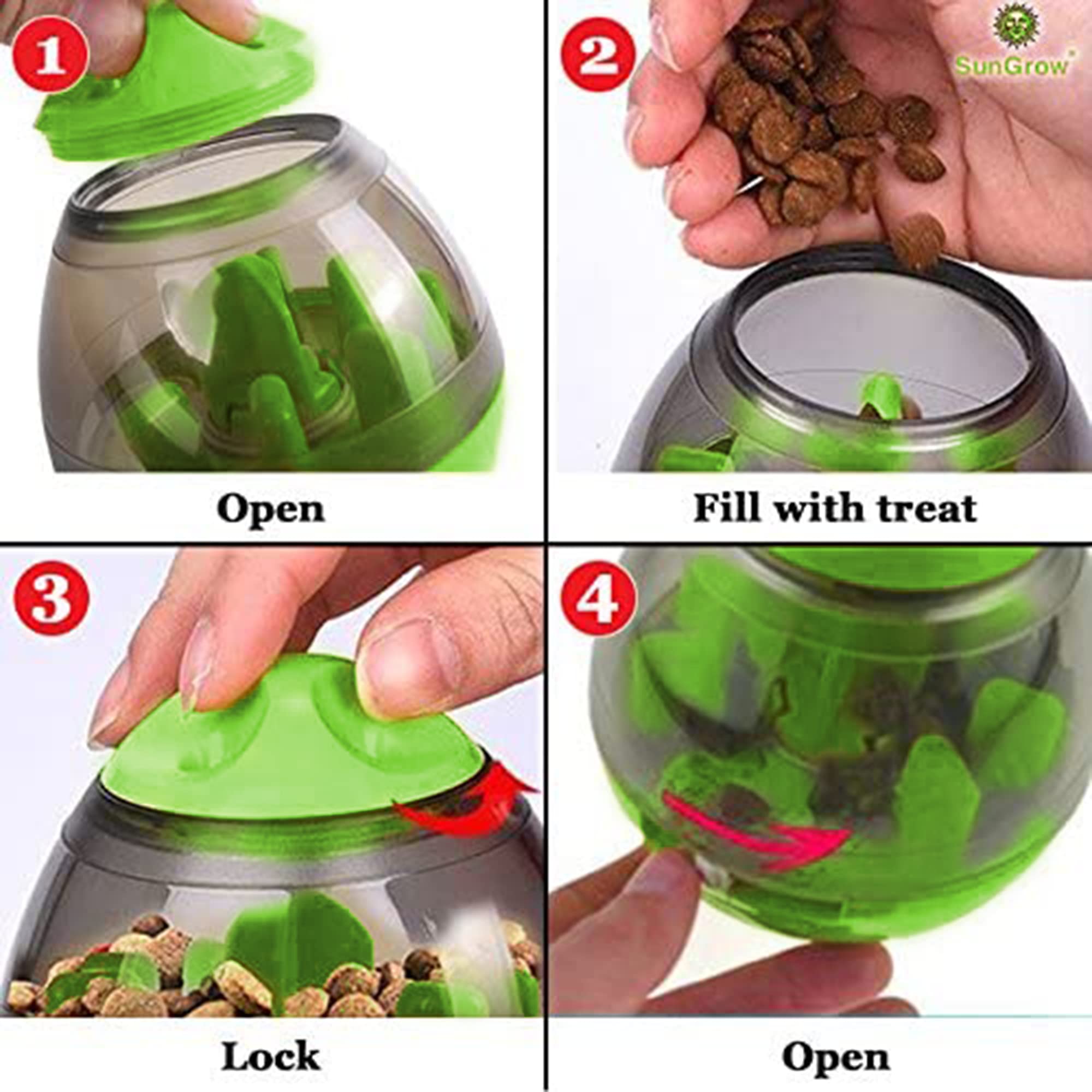 SunGrow Treat Ball adjustable-dispensing—customizable feeding for different pets