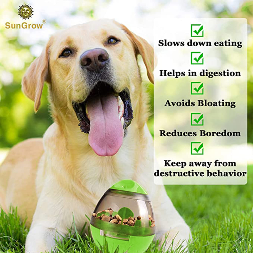 SunGrow Treat Ball slow-feeding action—kibble dispenses gradually