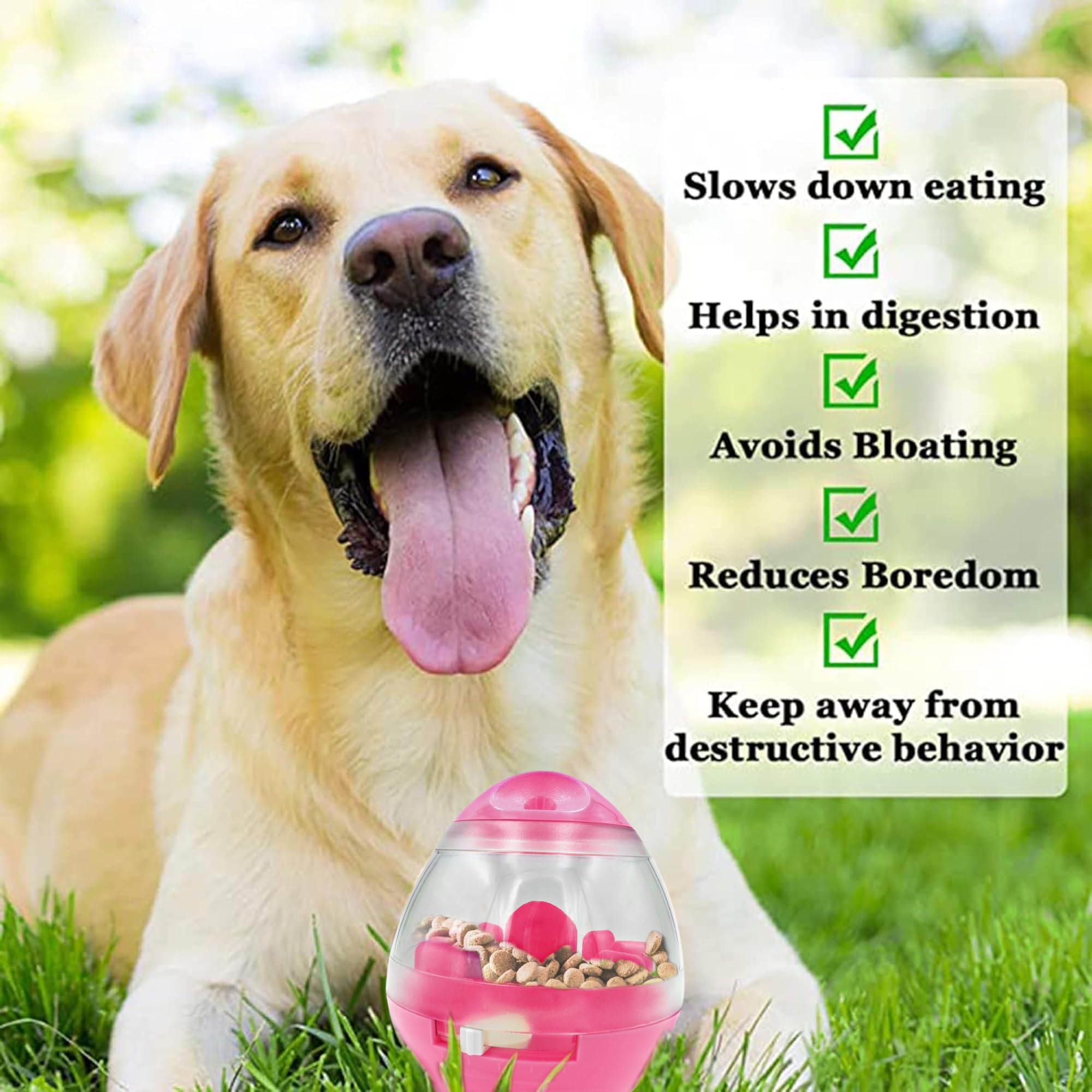 SunGrow treat ball slow-feeding mechanism releases kibble gradually.