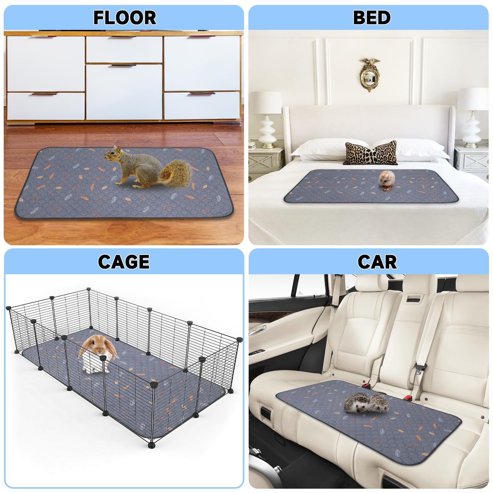 Sunheir guinea pig cage liner setup under enclosure or bed