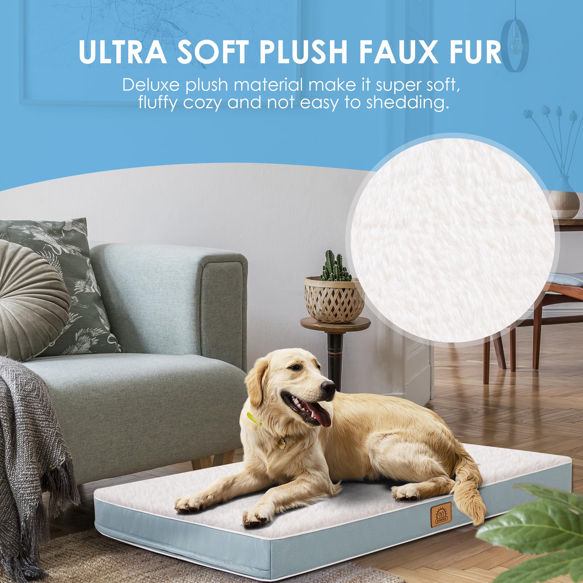 Sunheir Orthopedic Dog Bed removable washable cover eases cleaning after muddy adventures.