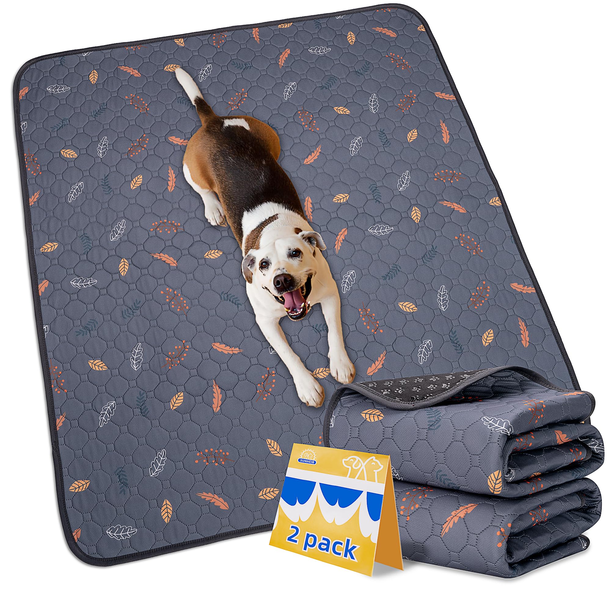 Sunheir washable pee pad dog top view—large 48x48 for easy training