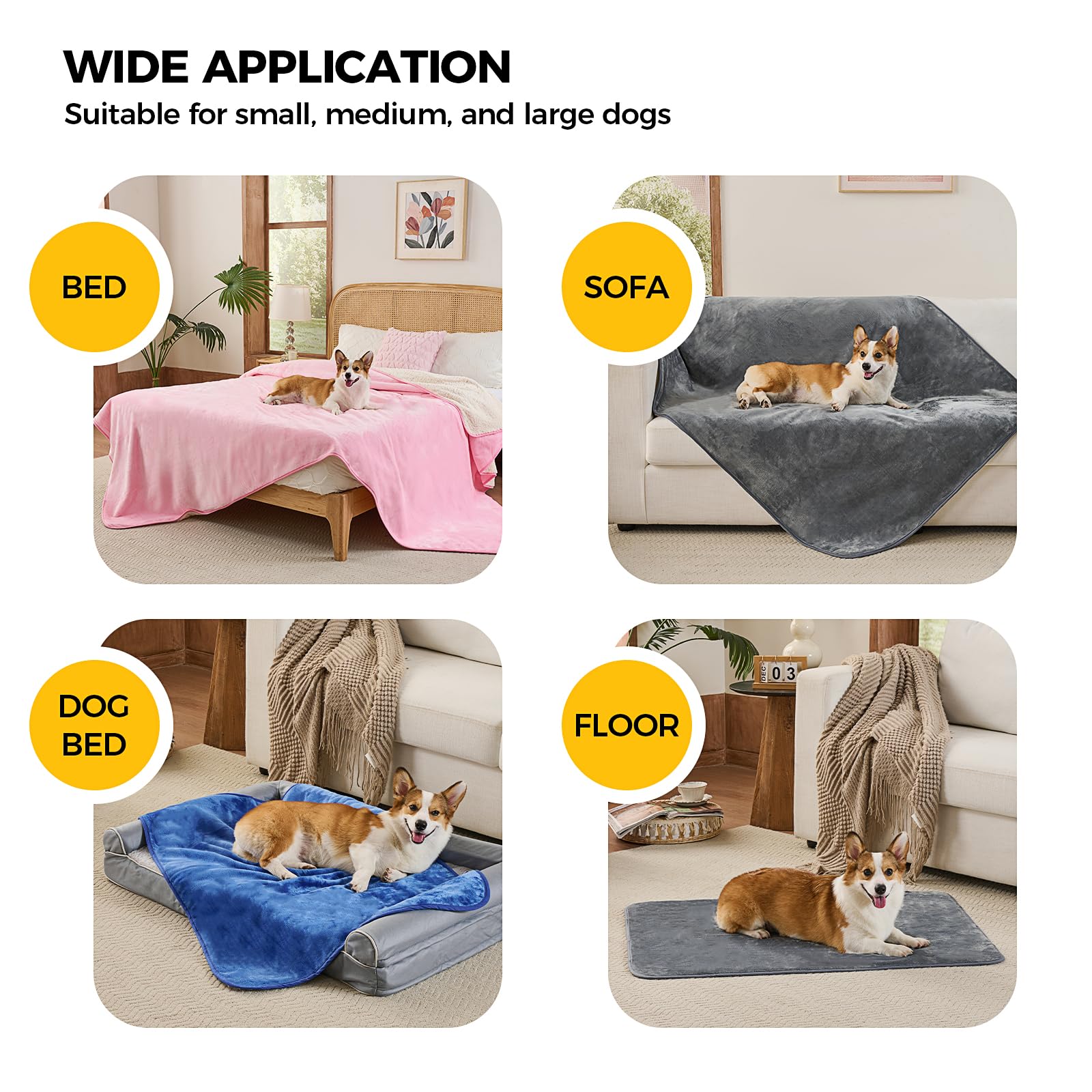 Sunheir waterproof layer blocks liquids while keeping pets cozy on couches and beds.