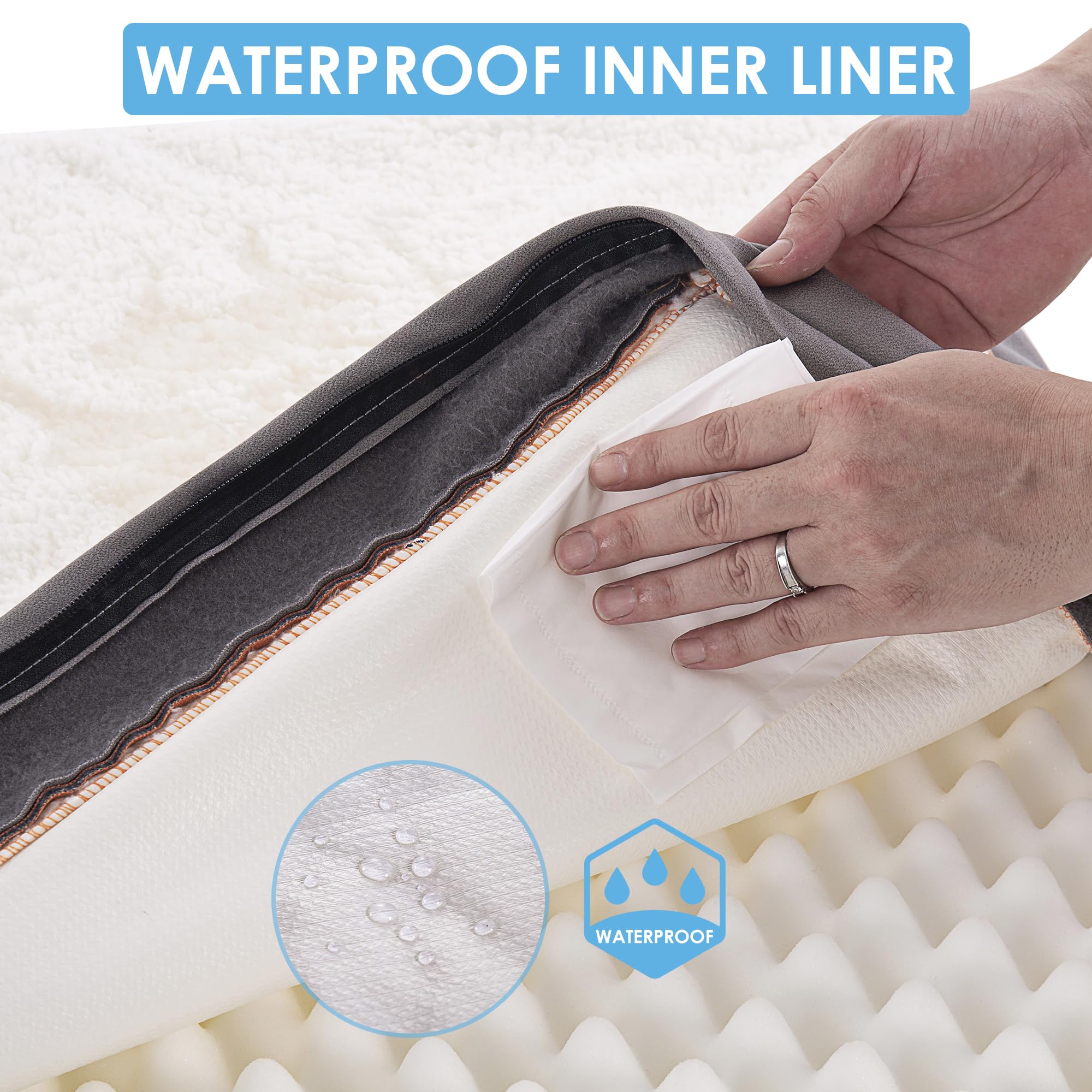 Sunheir waterproof removable cover ready for easy machine washing and cleanup.