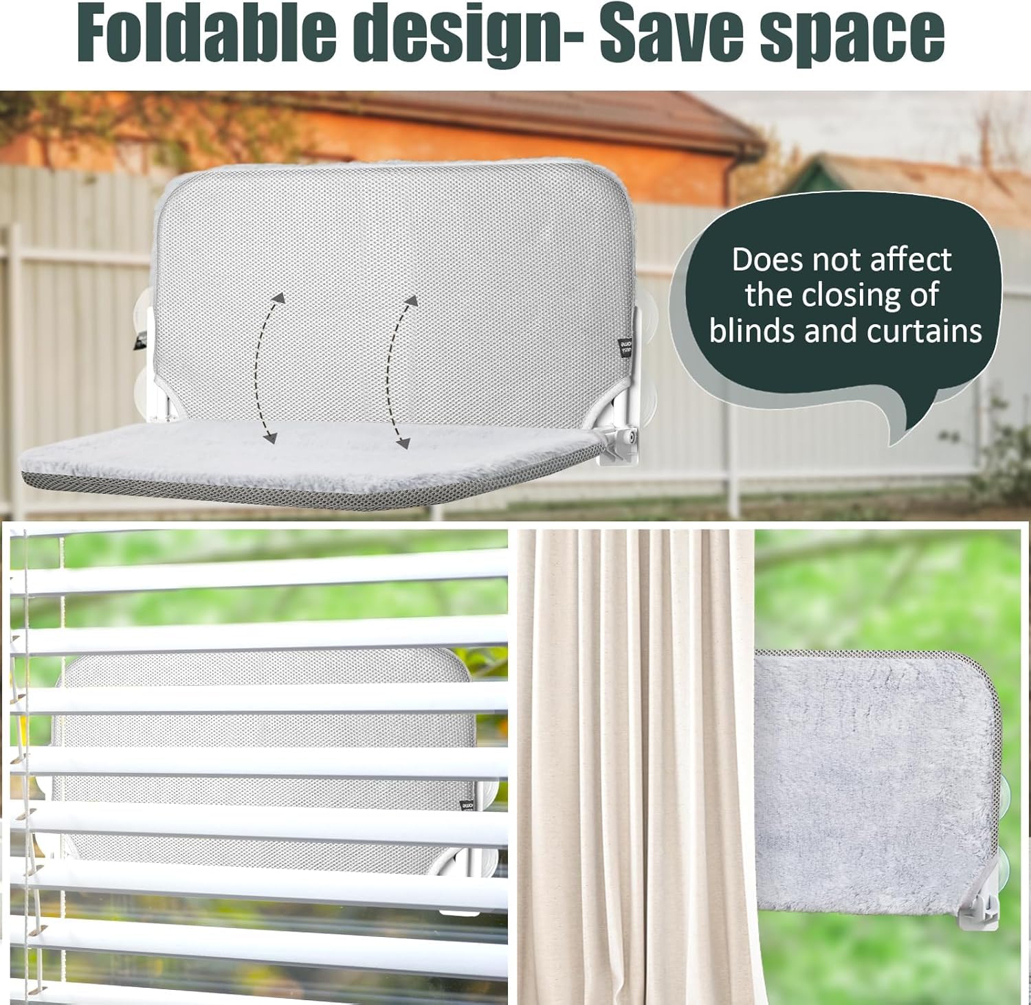 Sunhoo cat window hammock foldable-cordless design enables easy storage